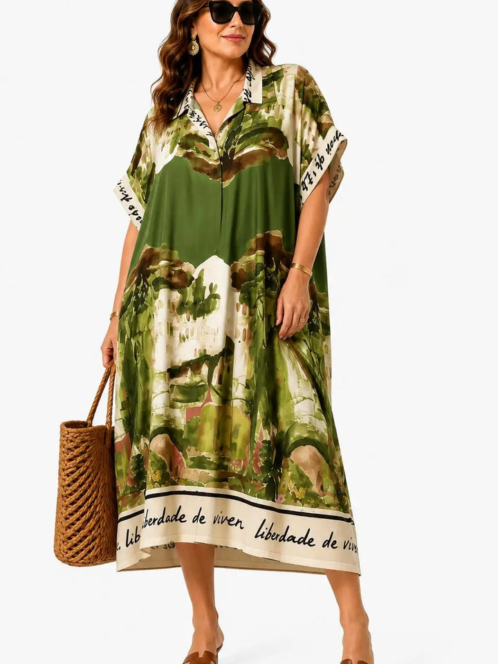 Hemdkleid mit künstlerischem Druck