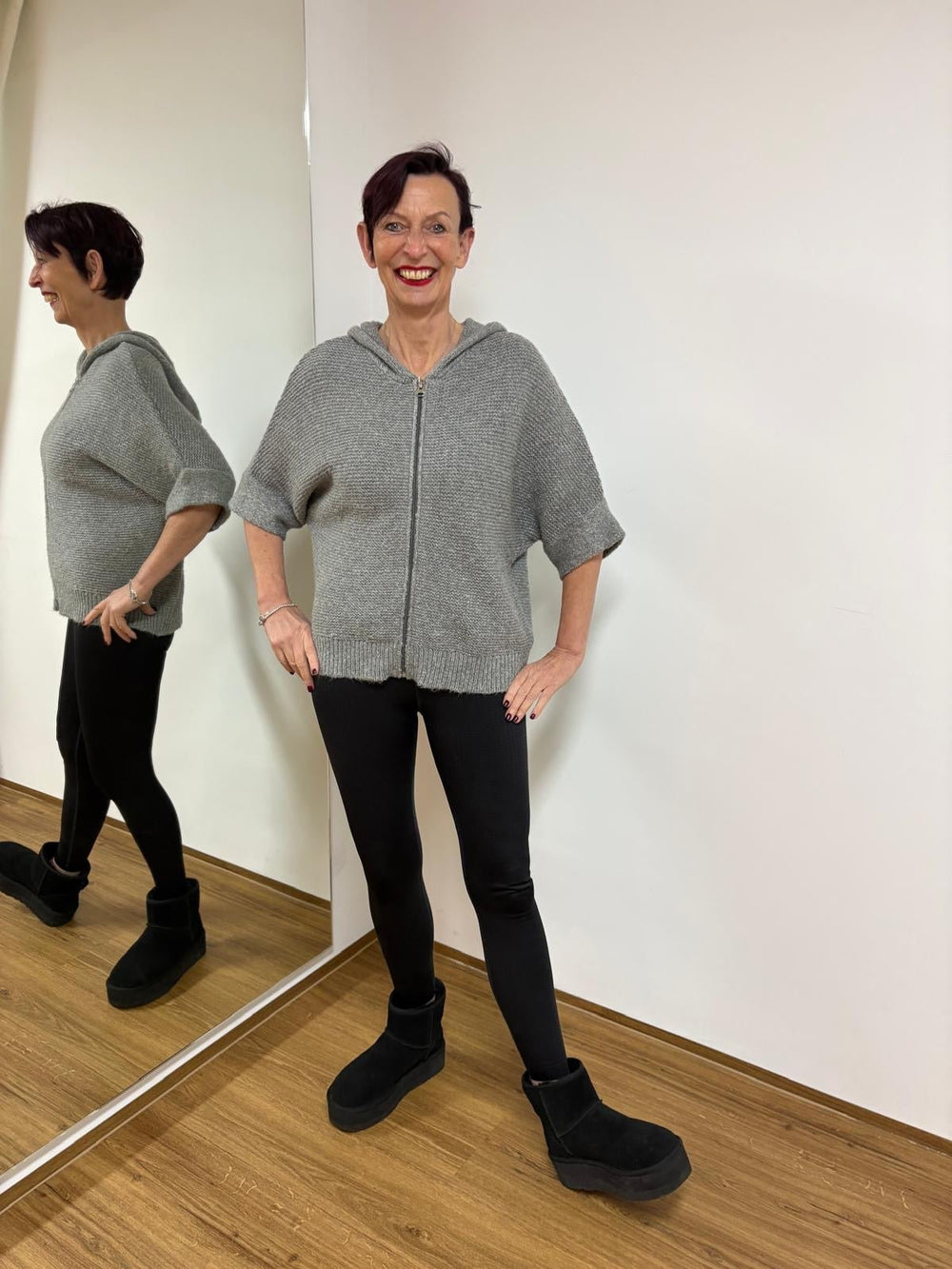 Einzelstück 42 Graue Strickjacke - Vera Meyer