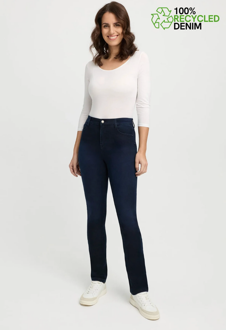 Wunderjeans High Waist Blue Denim Gr. 36-52 grades Bein