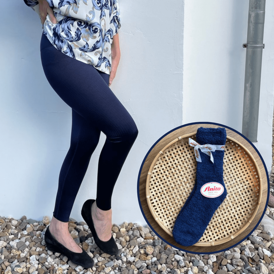 Christmas Bundle Lymph O Fit Wunderhose mit Yoga Bund Blau inkl. Kuschelsocken - Vera Meyer