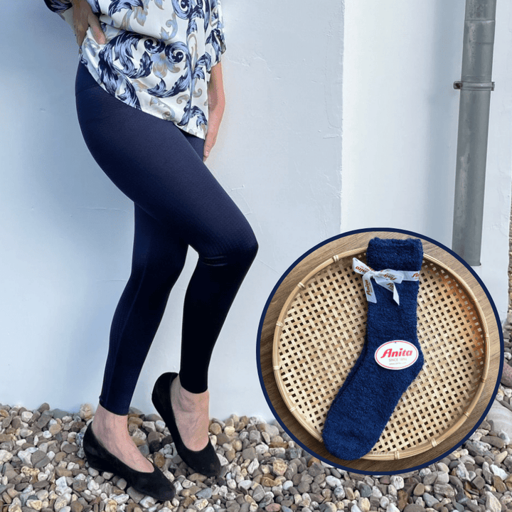 Christmas Bundle Lymph O Fit Wunderhose mit Yoga Bund Blau inkl. Kuschelsocken - Vera Meyer