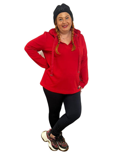 Sweatshirt mit V - Ausschnitt Rot - Vera Meyer