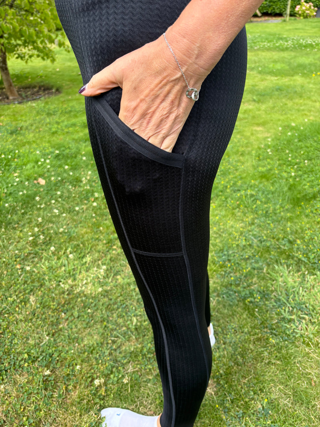 Wunderhose Yoga Bund mit Taschen Schwarz