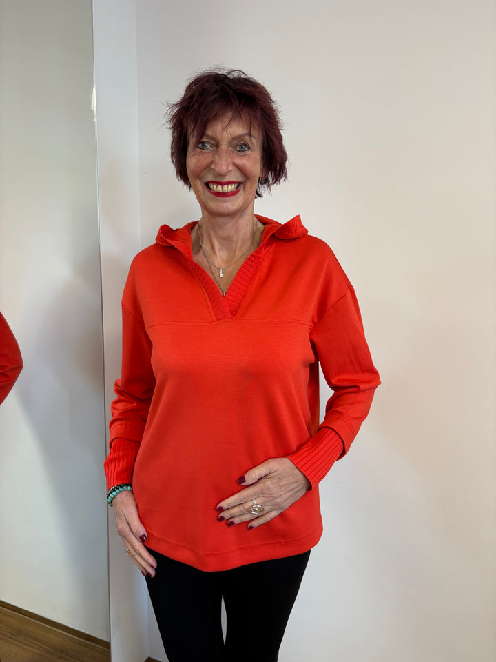 Sweatshirt mit Strickbündchen und Kapuze