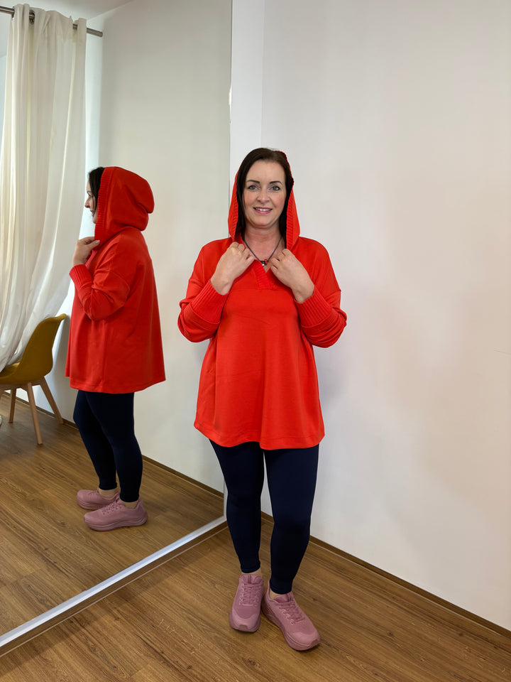 Sweatshirt mit Strickbündchen und Kapuze