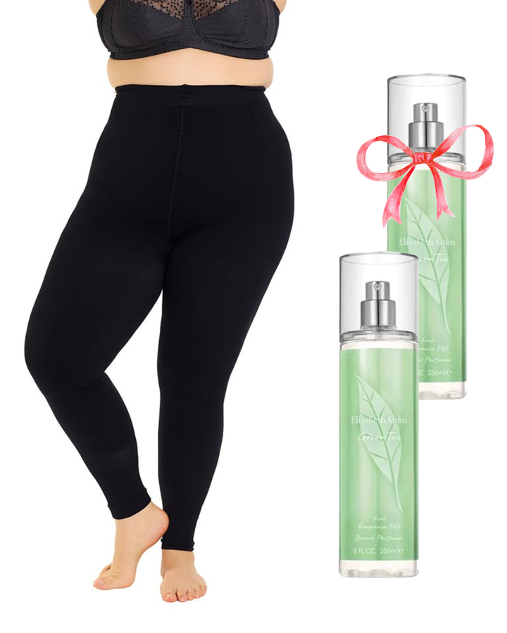 Kompressions Leggings Silber Welle 55-150kg & 2 Green Tea Sprays