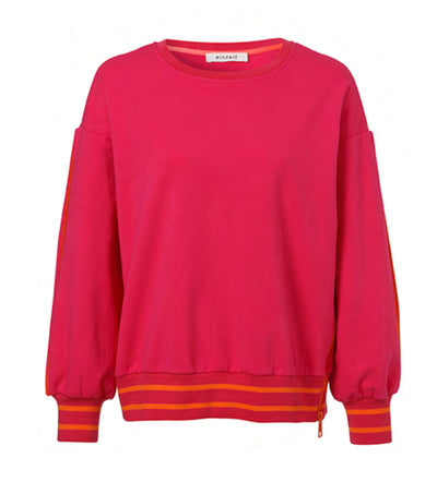 Sweatshirt mit Smiley am Rücken Pink/Orange