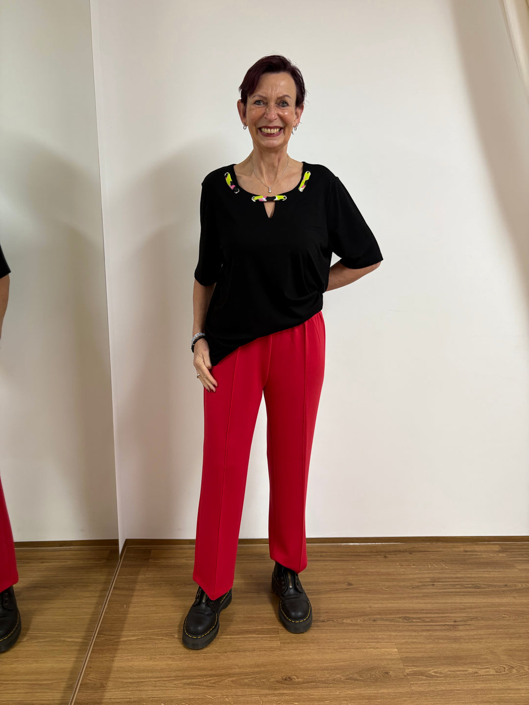 Feine Bundfaltenhose Rot