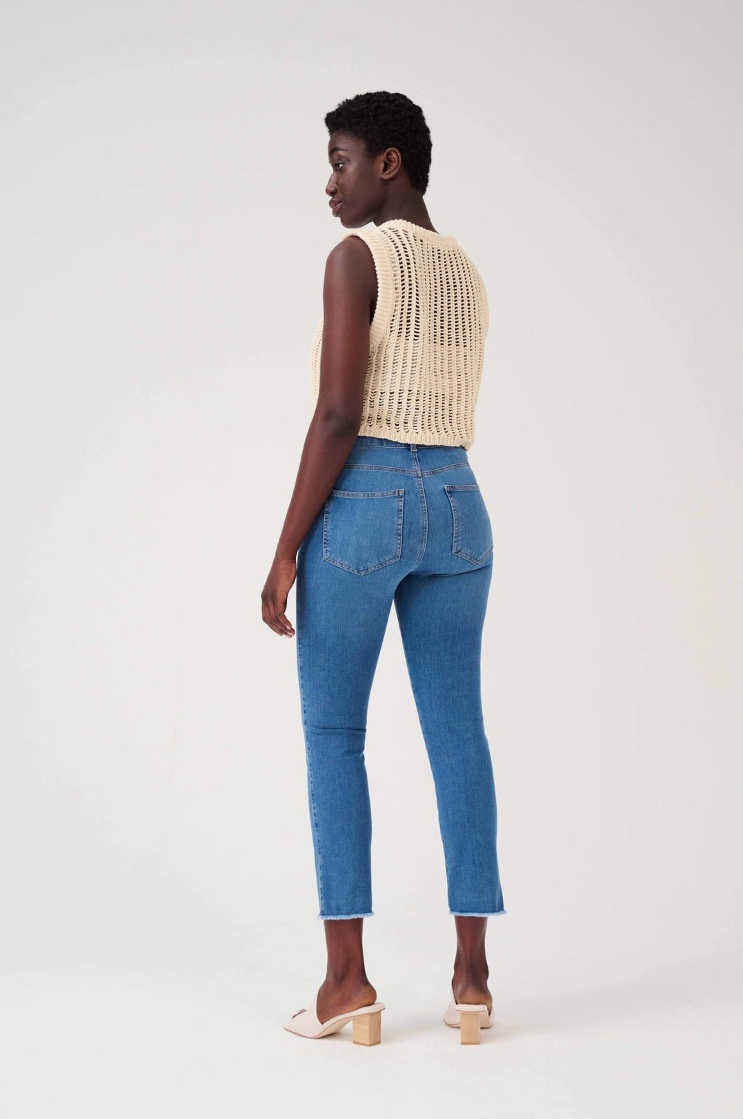 Hellblaue Cropped High Rise Shape Jeans - Vera Meyer