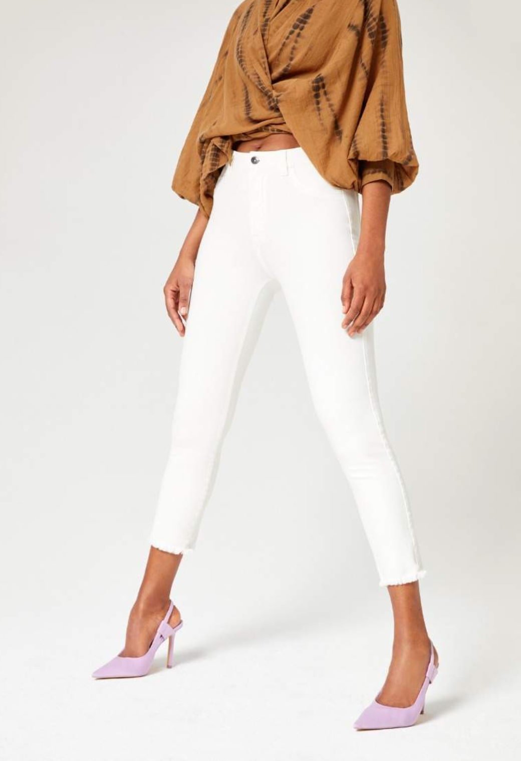 Weiße Cropped High Rise Shape Jeans - Vera Meyer