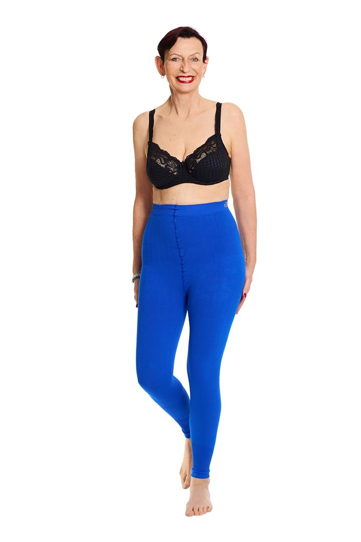 SILBER WELLE KOMPRESSIONS LEGGINGS CURVY PRO 55 - 150kg Klasse 1 Blau & Pink - Vera Meyer